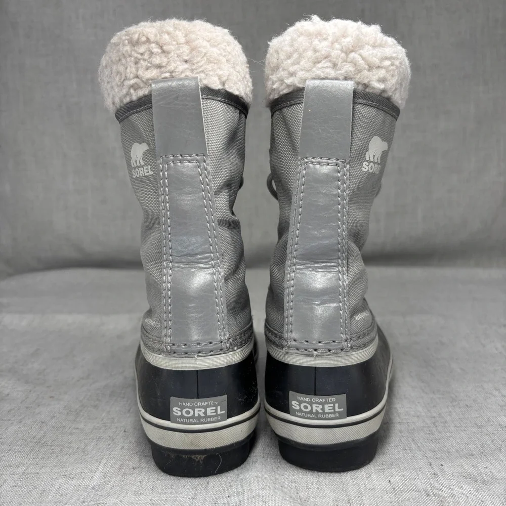 Sorel Yoot Pac Snow Boots Gray Black Nylon Waterproof Kids Size 1